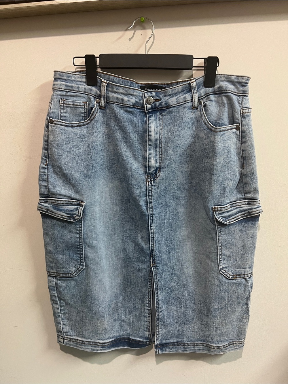 Relaxed Light Blue Denim Cargo Skirt - Plus Size